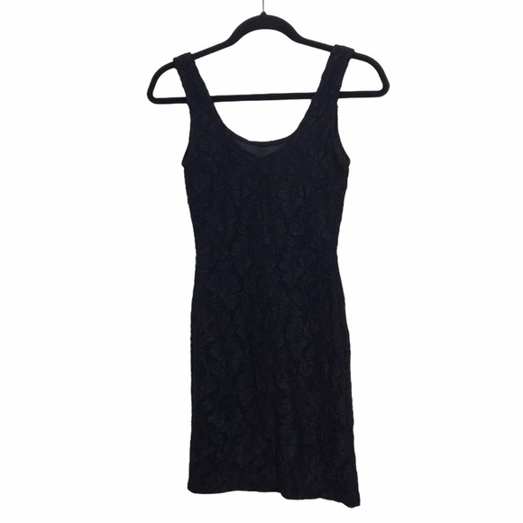 LA Glo Black BodyCon Sleeveless Lace Mini Dress - Picture 2 of 7